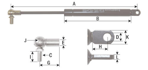 Gasdruckfeder Gasdruckdämpfer Tür für Mauser, Länge 320 mm