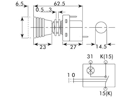 Hella Schalter Zugschalter mit Kontrolleuchte 12V 3 Farben 6ED 004 778-001  | agriTek