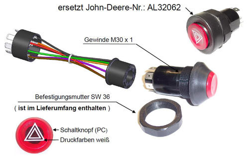 Schlepper-Teile » Shop Elektrik, Schalter & Zubehör, Warnblinkschalter ,  Schlepperteile, Traktorteile, Ersatzteile